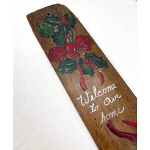 Hand-painted Wooden Holiday repurposed Pelt Hide Stretcher Retro Kitschy Decor